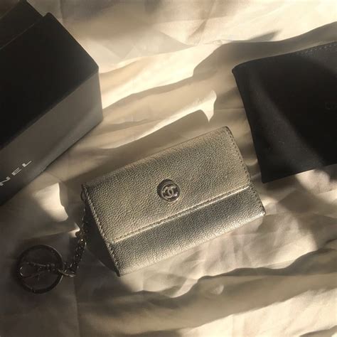 chanel wallet keychain navy